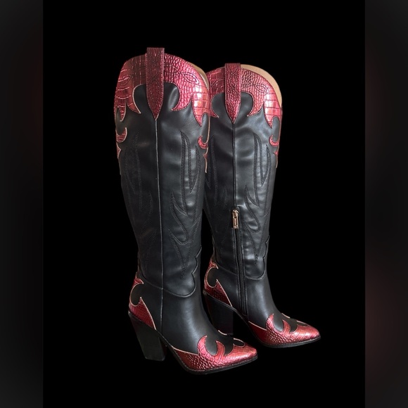 Jessica Simpson Shoes - Size 5 M - Jessica Simpson Women's Rhetta Flame Knee High‎ Cowboy Boots Black